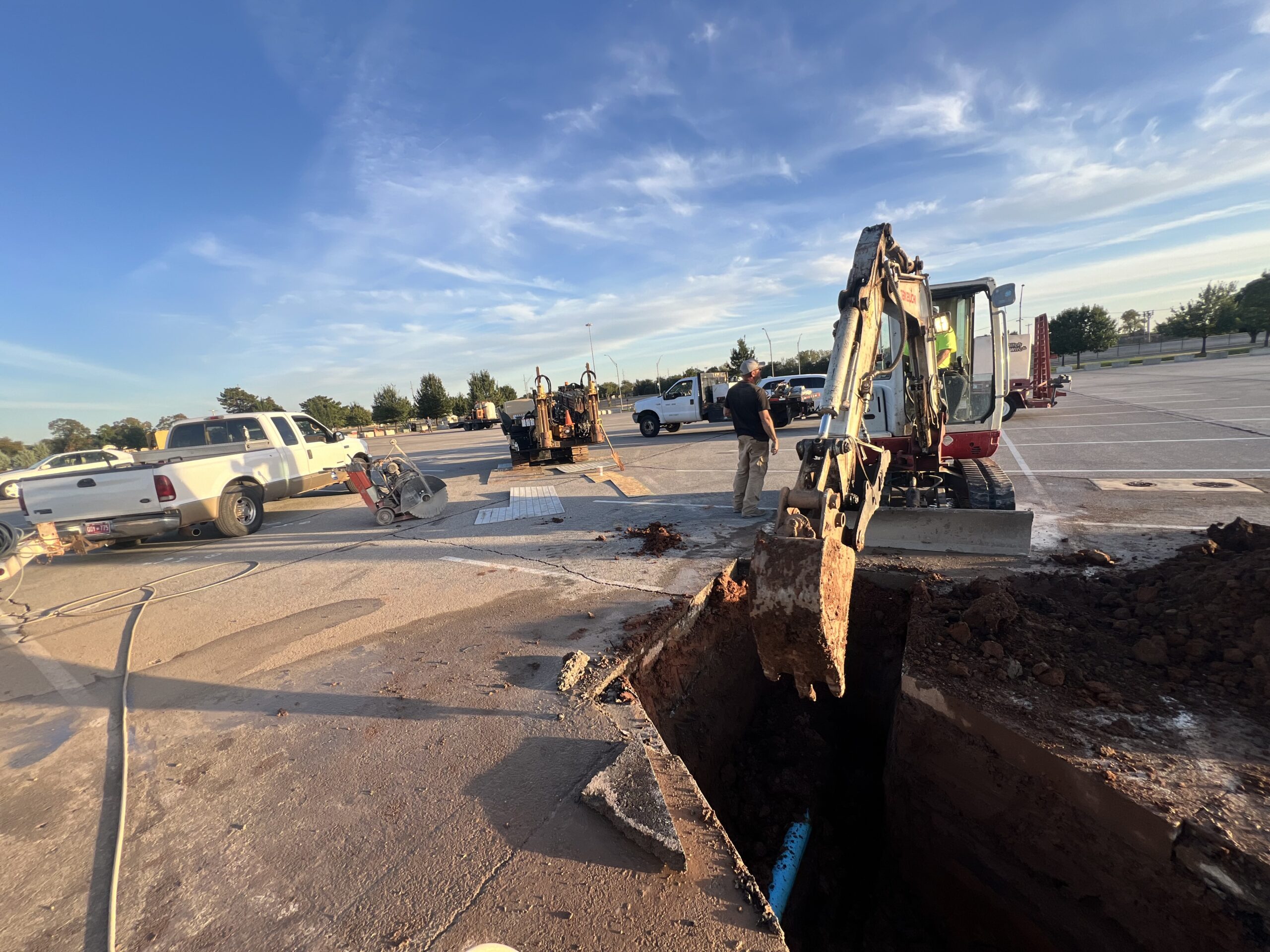 Neighborhood gas and fiber utility bores in Oklahoma City